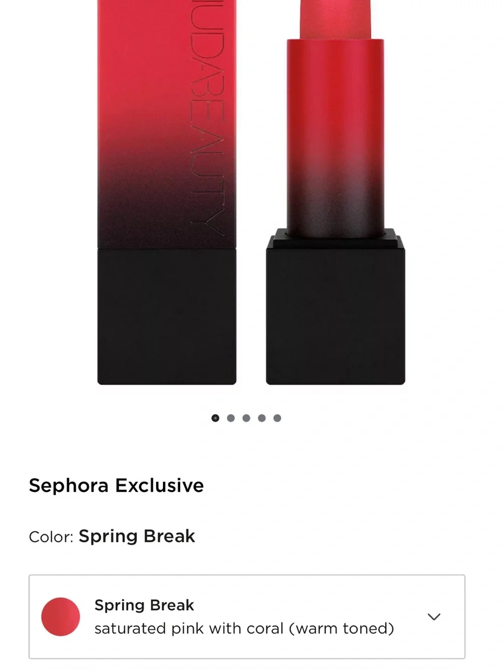 Huda Beauty Power Bullet Matte Lipstick in Spring Break